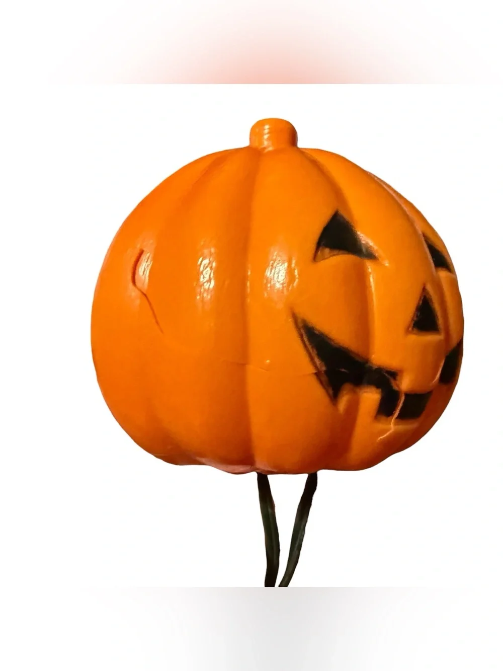 Vtg Large Pumpkin Blow Mold 7 String Light Set Tiki Lights WORKS Jack O Lantern.